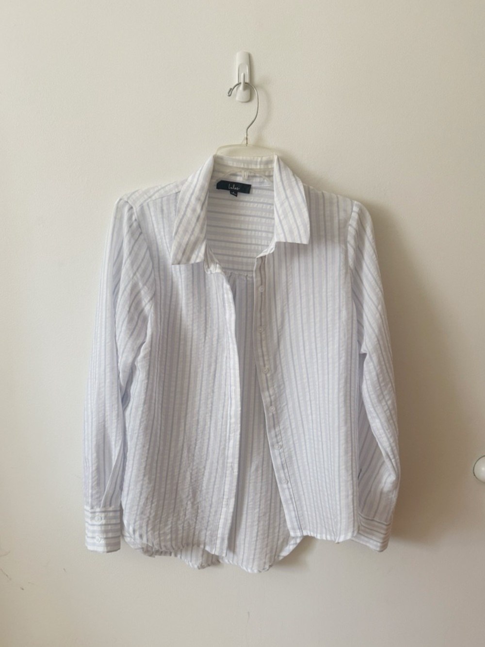 Lulus white and blue stripes button down